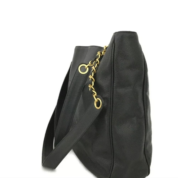 CHANEL CC Logo Caviar Skin Chain Shoulder Tote Bag - Picture 3 of 11